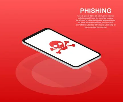 Phishing via internet isometric vector concept illustration. Email spoofing o Illustrazione stock