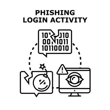 Phishing login activity hacking computer data security Stock Illustration