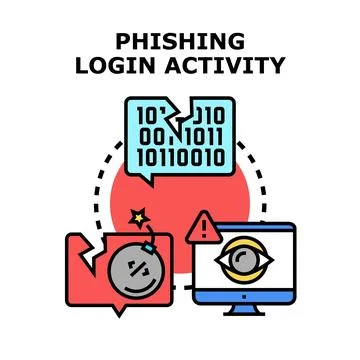 Phishing login activity hacking computer data security Stock Illustration