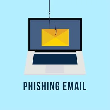 Phishing mail with a fishing hook vector. Hacker stealing mail illustration.  Stock-Illustration