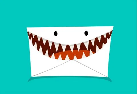 Phishing Mail in monster style, vector Stock Illustration
