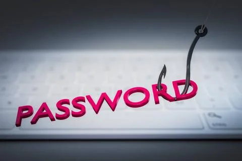 Phishing password data with keyboard and hook symbol phishing password dat... 库存照片