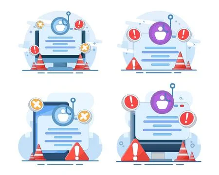 Phishing prevention set featuring suspicious websites Stock Illustration