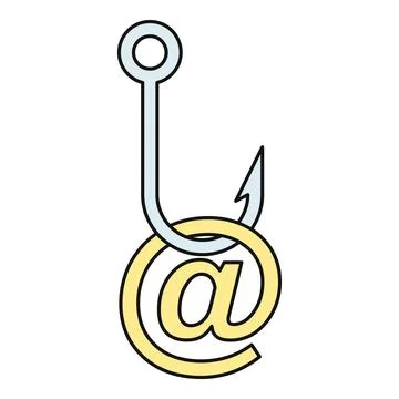 Phishing scam concept with at symbol on hook Stockillustratie