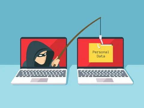 Phishing scam, hacker attack and web security vector concept Stock Illustration