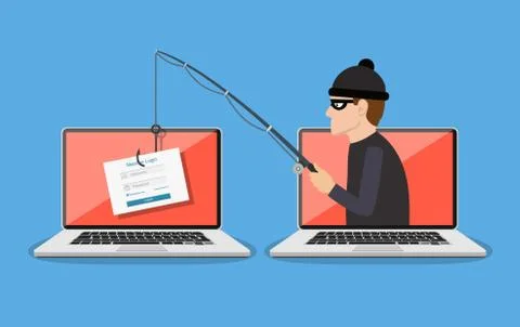 Phishing scam, hacker attack Illustrazione stock