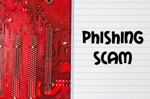 Phishing scam text concept Stock Photos