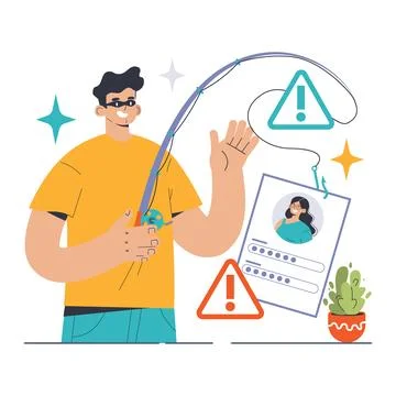 Phishing scam unveiled. Flat vector illustration. Stock Illustration
