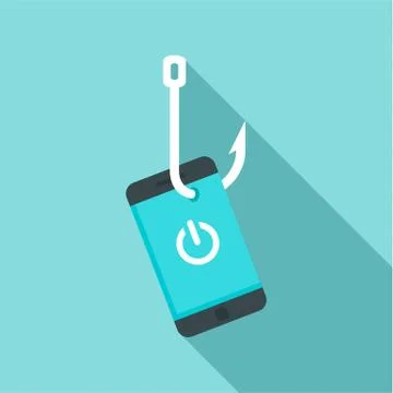 Phishing smartphone icon, flat style Stock Illustration