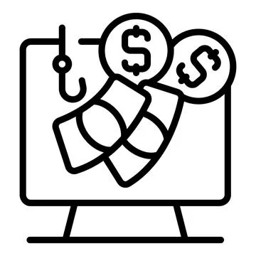 Phishing stealing money from computer with dollar sign as bait 库存插图