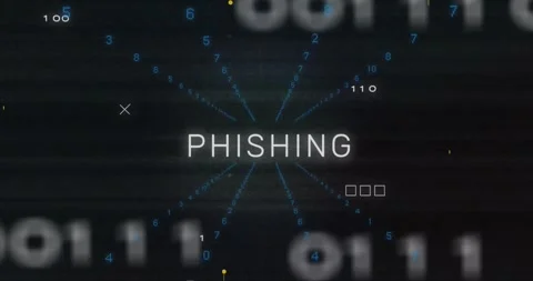 Phishing text animation with digital numbers and data processing effects Stock Footage 327198986