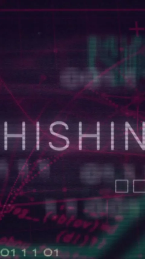 Phishing text animation over digital circuit board and binary code background Stock Footage 319976100