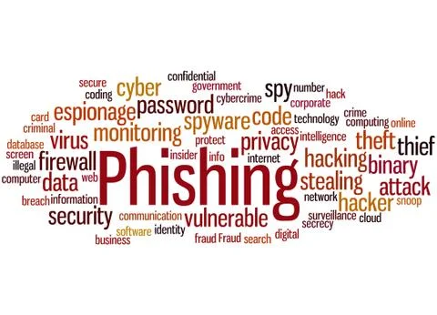 Phishing, word cloud concept Illustrazione stock