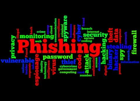 Phishing, word cloud concept Illustrazione stock
