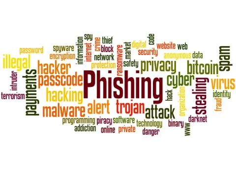 Phishing word cloud concept Stockillustratie