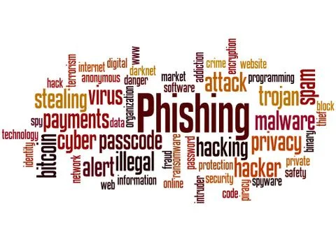 Phishing word cloud concept Illustrazione stock