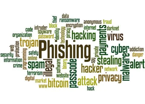 Phishing word cloud concept Illustrazione stock