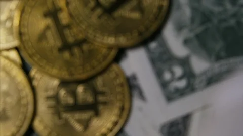 Phisical bitcoins Stock Footage 85868849