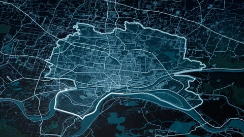 Phnom Penh Cambodia Glowing Digital Map Animation 4K Video stock 337820053