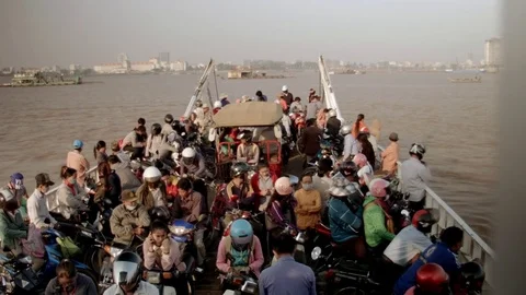 Phnom Penh Ferry Stock Footage 74191608