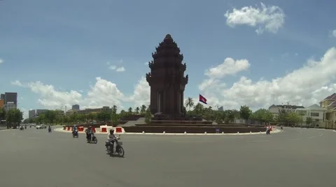 Phnom Penh Independence Monument Traffic Time Lapse Stock Footage 47792202