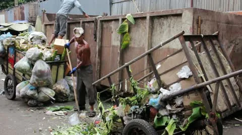 PHNOM PENH - JUNE 2012: local asian market dumping Stock Footage 12178046