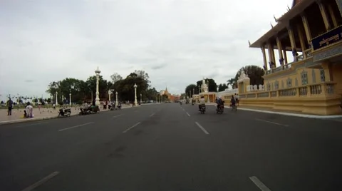 Phnom Penh monuments drive-by GOPRO Stock Footage 50363206