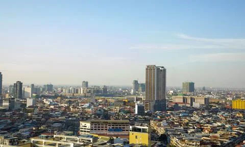 Phnom Penh Overview Daytime Stockfoto's