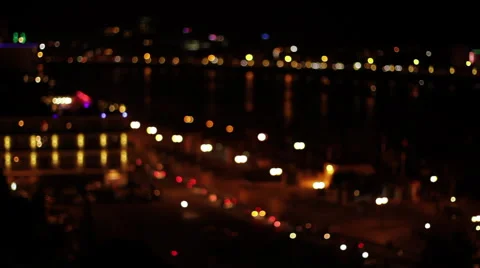 Phnom Penh Waterfront Traffic Soft Bokeh Effect Stock Footage 43095388