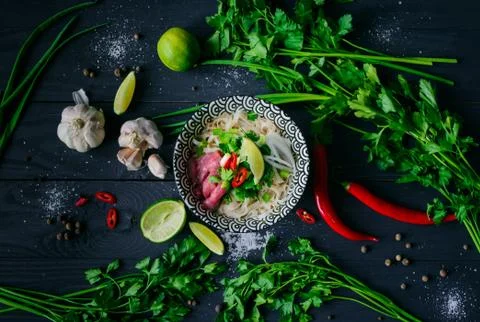 Pho Bo beef soup 库存照片