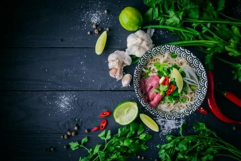 Pho Bo beef soup Stock Photos
