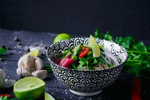 Pho Bo beef soup Stock Photos