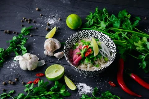 Pho Bo beef soup 库存照片