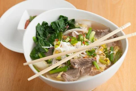 Pho Style Soup with Beef Stock Photos