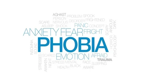 Phobia animated word cloud, text design animation. Kinetic typography. Stock Footage 78493904