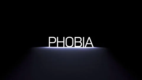 Phobia text, neon lettering. Phobia, concept, animation.3D render 스톡 동영상 297969833