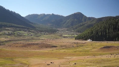 Phobjikha Valley. Bhutan 스톡 동영상 84126057