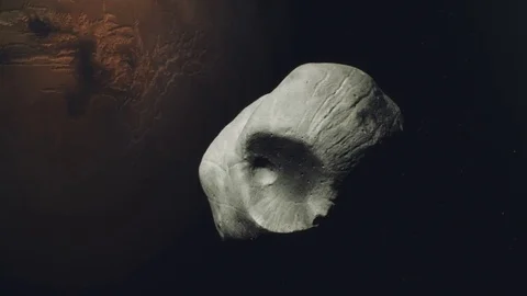 Phobos Gray look  over Mars Stock Footage 73104518