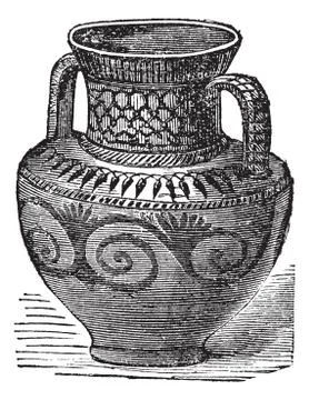 Phoenician vase vintage engraving Stock Illustration