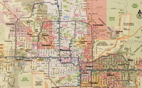 Phoenix area map Stock Photos