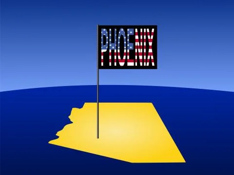 Phoenix on arizona map Stock Illustration