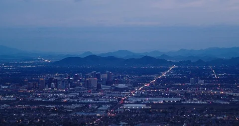 Phoenix Arizona at sunrise from south Mountain Stock Footage 105073777