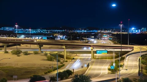 Phoenix AZ Night Timelapse Over Highway 202 Stock Footage 98684055