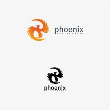 Phoenix Bird and fire Logo design vector Stock Illustration