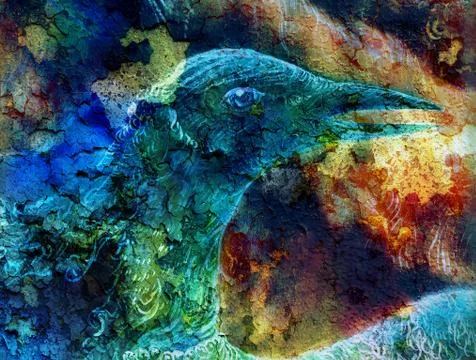 The phoenix bird   collage Illustrazione stock