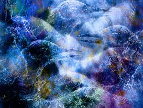 The phoenix bird collage. Stock Illustration