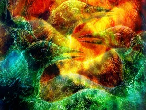 The phoenix bird collage. Stock Illustration