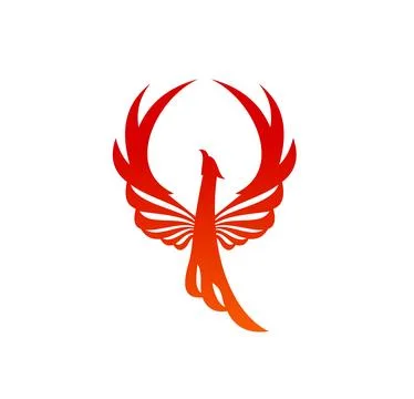 Phoenix bird with fire flames vector silhouette Illustrazione stock