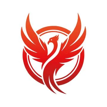 Phoenix bird with fire flames vector silhouette Pro Vector Illustrazione stock