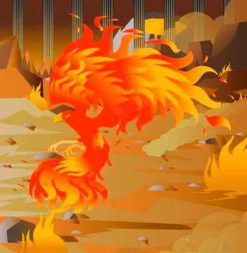Phoenix bird on fire Stock Illustration